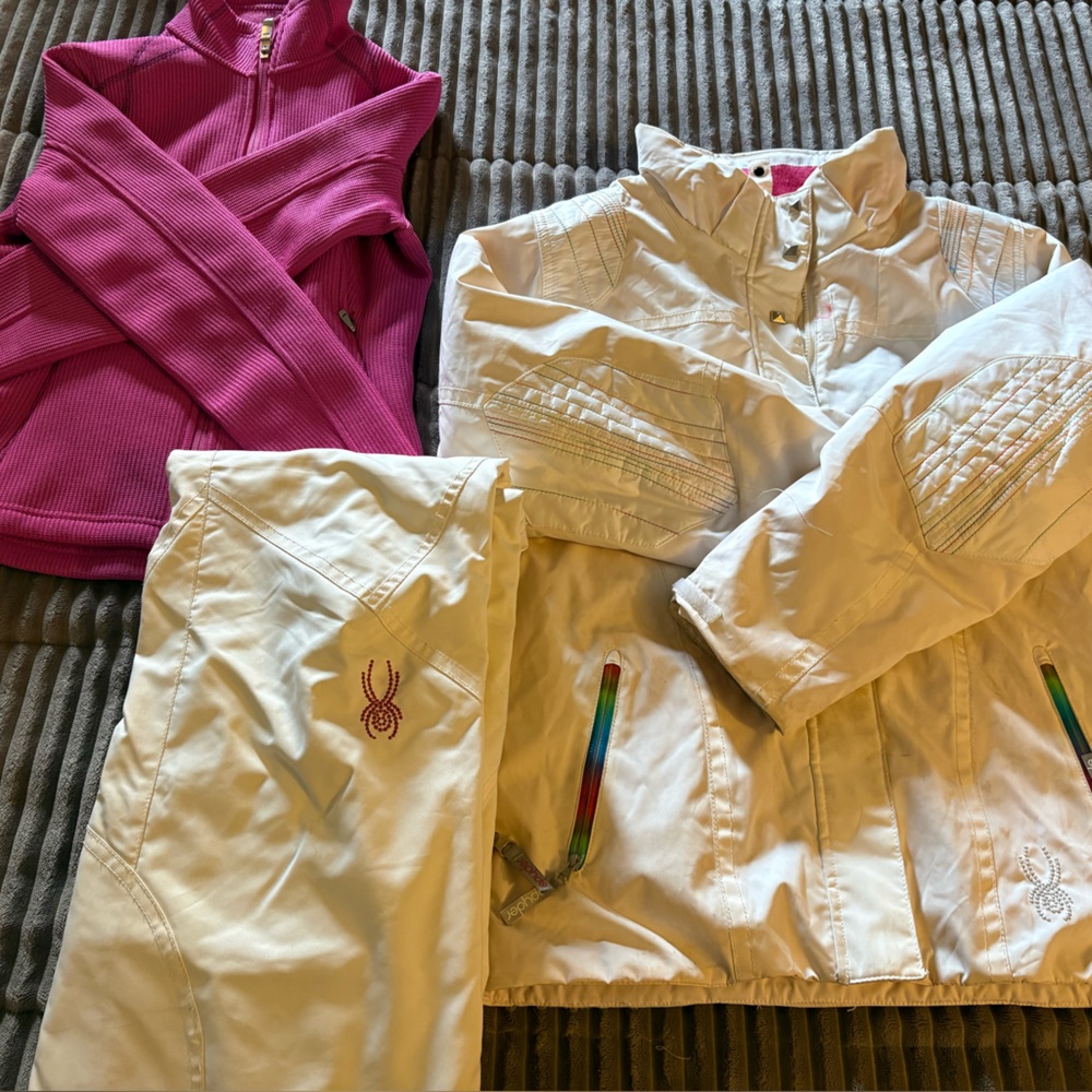 Spyder White Jacket with Pink and Multicolor Accents